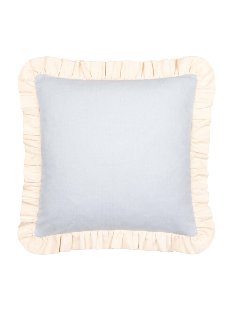 Wylder Sky Blue/Vintage Cream Effie Cotton Ruffle Fibre Filled Cushion - Image 2 of 5 Wylder Sky Blue/Vintage Cream Effie Cotton Ruffle Fibre Filled Cushion - Image 2 of 5