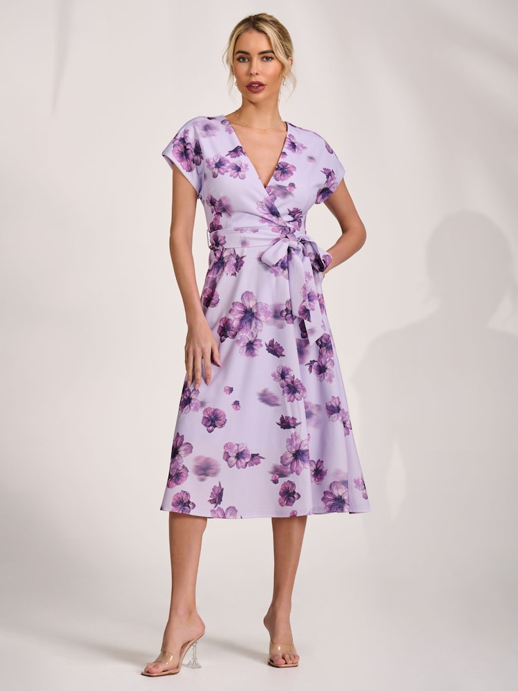 Розовый - Платье-кимоно с принтом и рукавами средней длины Jolie Moi - Изображение 1 6