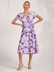 Розовый - Платье-кимоно с принтом и рукавами средней длины Jolie Moi - Изображение 4 6