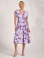 Розовый - Платье-кимоно с принтом и рукавами средней длины Jolie Moi - Изображение 5 6