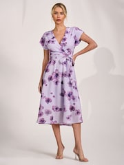 Розовый - Платье-кимоно с принтом и рукавами средней длины Jolie Moi - Изображение 6 6