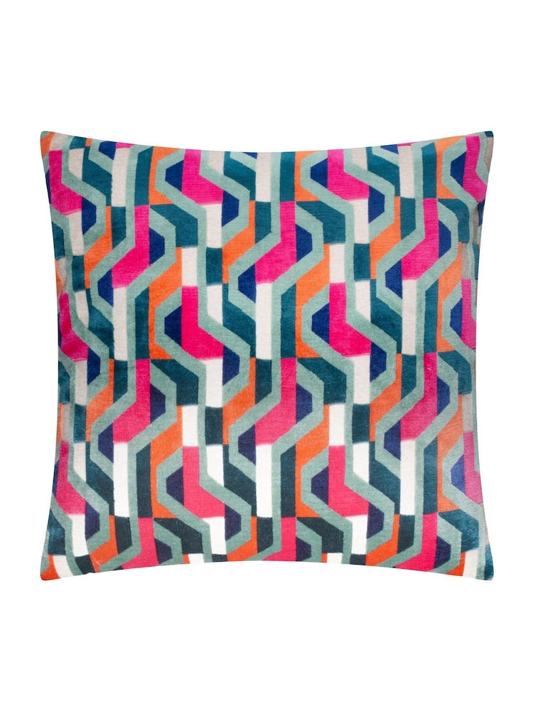 Furn Multicoloured Metro Prism Velvet Fibre Filled Cushion - Image 2 of 6