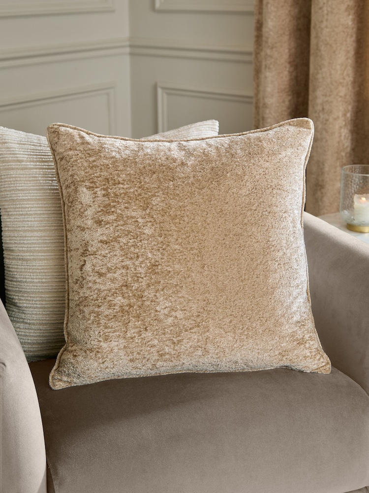 Paoletti Champagne Lustre Velvet Fibre Filled Cushion - Image 1 of 5 Paoletti Champagne Lustre Velvet Fibre Filled Cushion - Image 1 of 5