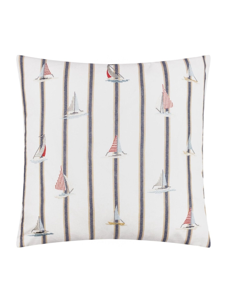 Wylder Ecru Abersoch Regatta Feather Filled Cushion - Image 2 of 6