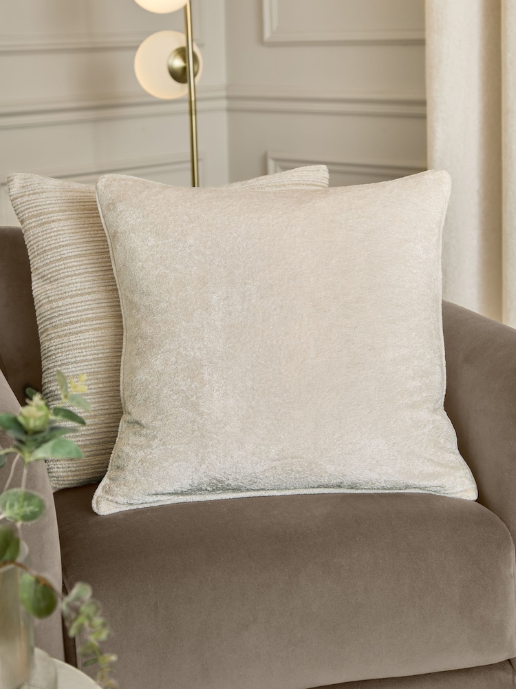 Paoletti Ivory Lustre Velvet Fibre Filled Cushion - Image 1 of 5 Paoletti Ivory Lustre Velvet Fibre Filled Cushion - Image 1 of 5