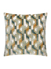 Furn Green Metro Prism Velvet Fibre Filled Cushion - Image 2 of 6