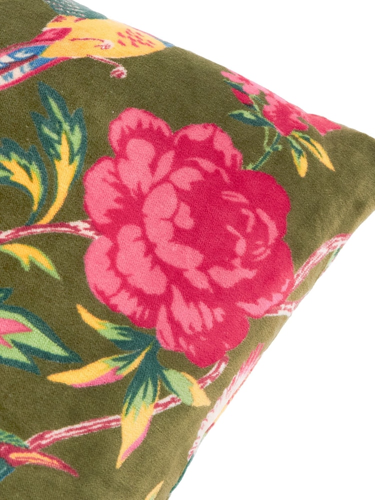 Wylder Aviary Cotton Velvet Fibre Filled Cushion - Image 4 of 4