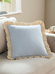 Wylder Sky Blue/Vintage Cream Effie Cotton Ruffle Feather Filled Cushion - Image 1 of 5