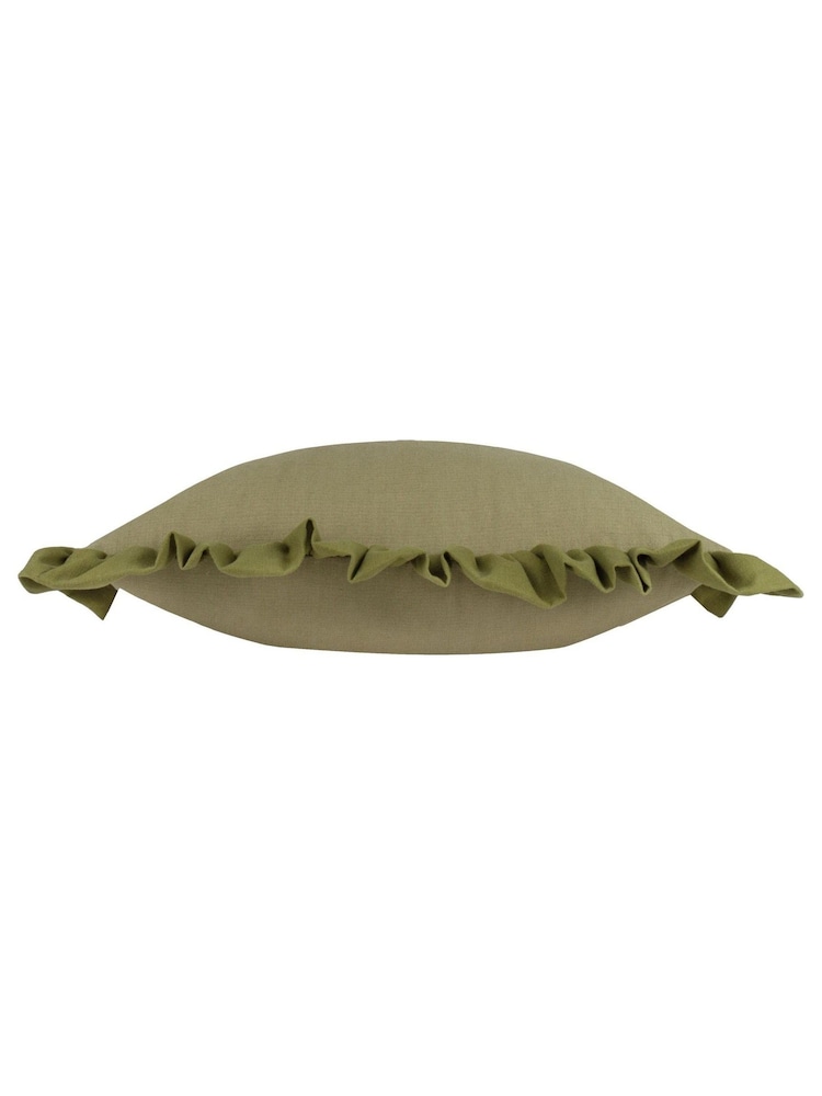 Wylder Sage/Green Effie Cotton Ruffle Fibre Filled Cushion - Image 2 of 4