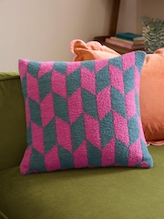 Furn Retro Pink Olsen Geometric Feather Filled Cushion - Image 1 of 5