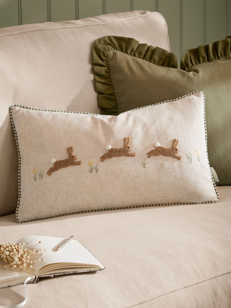 Wylder Ramble Hares Tufted Fibre Filled Cushion - Image 1 of 5 Wylder Ramble Hares Tufted Fibre Filled Cushion - Image 1 of 5