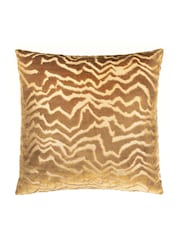 Paoletti Brass Tierra Cut Velvet Feather Filled Cushion - Image 2 of 5
