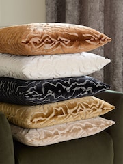 Paoletti Brass Tierra Cut Velvet Feather Filled Cushion - Image 5 of 5