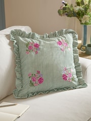 Wylder Martha Embroidered Ruffle Fibre Filled Cushion - Image 1 of 6
