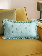 Furn Les Petite Fleurs Gingham Ruffle Feather Filled Cushion - Image 1 of 6