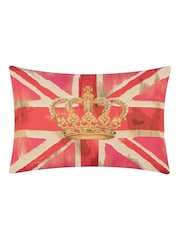 Evans Lichfield Pink Crown Union Jack Tapestry Feather Filled Cushion - Image 1 of 4