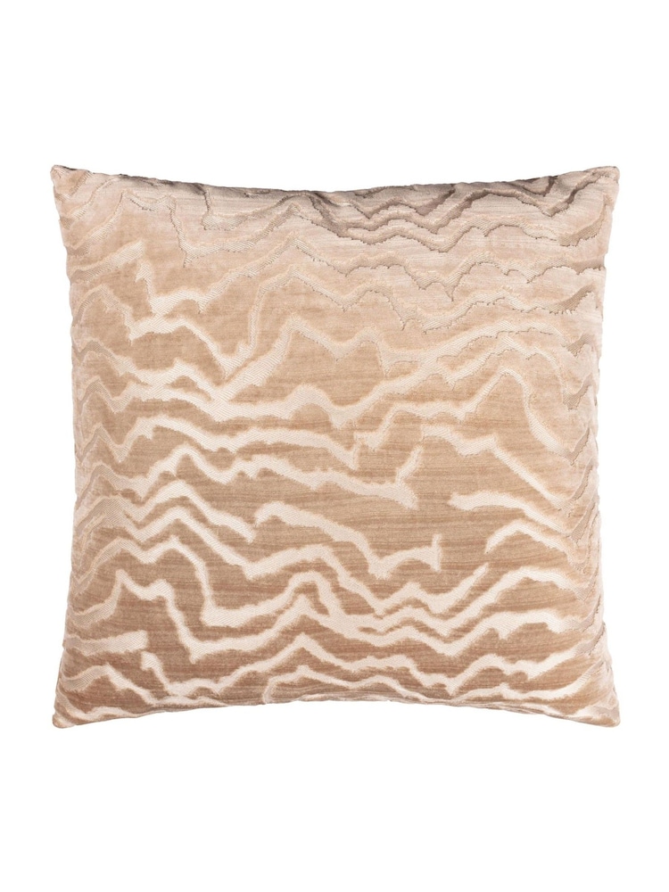 Paoletti Taupe Tierra Cut Velvet Feather Filled Cushion - Image 2 of 5 Paoletti Taupe Tierra Cut Velvet Feather Filled Cushion - Image 2 of 5