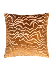 Paoletti Bronze Tierra Cut Velvet Fibre Filled Cushion - Image 2 of 5