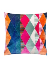 Furn Metro Harlequin Velvet Feather Filled Cushion - Image 2 of 6