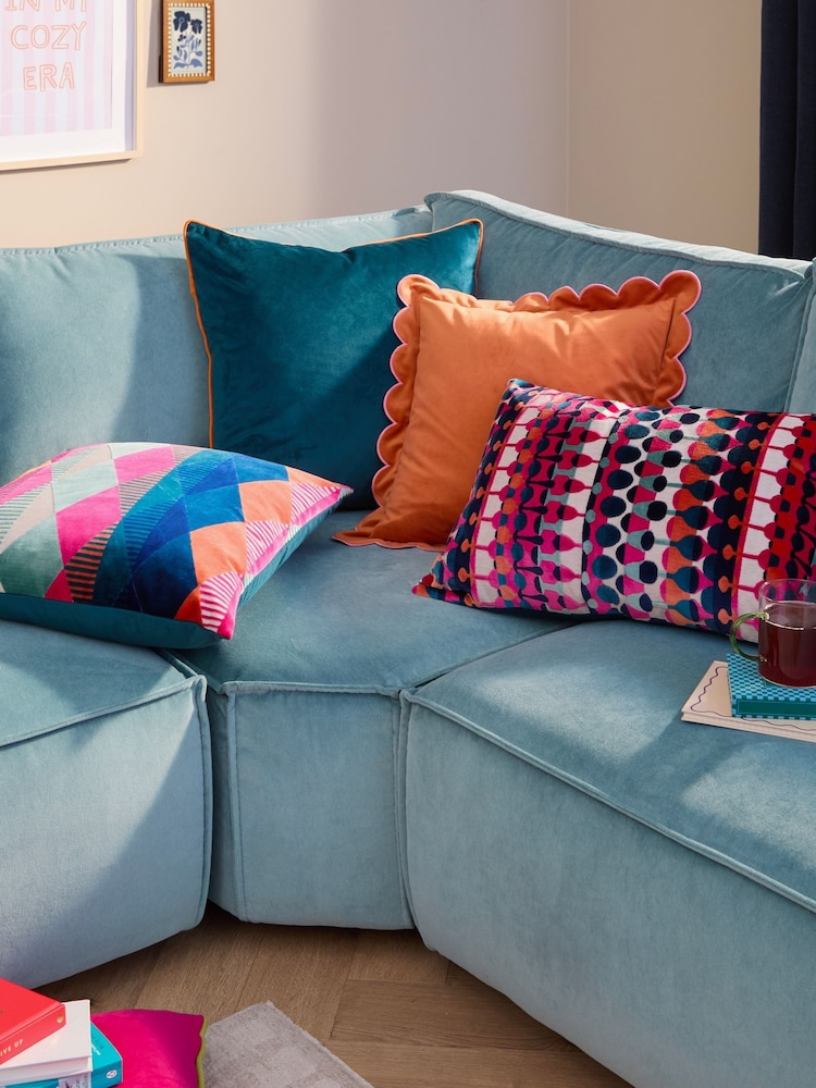 Furn Metro Harlequin Velvet Feather Filled Cushion - Image 6 of 6