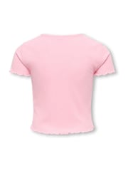 ONLY KIDS Pink Ribbed Lettuce Edge T-Shirt - Image 6 of 7