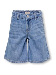ONLY KIDS Blue Elasticed Waist Wide Fit Bermuda Denim Shorts - Image 4 of 6