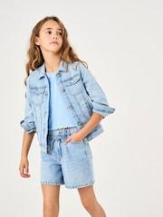 ONLY KIDS Blue Ribbed Lettuce Edge T-Shirt - Image 2 of 6