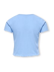 ONLY KIDS Blue Ribbed Lettuce Edge T-Shirt - Image 4 of 6