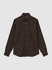 Atelier Wool Long-Sleeve Slim-Fit Brown Shirt - Image 2 of 8