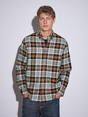 Orange/Grey Long Sleeve Brushed Tartan Check Shirt - Image 1 of 8
