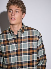 Orange/Grey Long Sleeve Brushed Tartan Check Shirt - Image 3 of 8