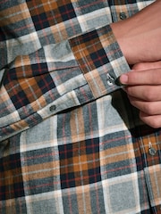 Orange/Grey Long Sleeve Brushed Tartan Check Shirt - Image 5 of 8