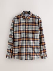 Orange/Grey Long Sleeve Brushed Tartan Check Shirt - Image 6 of 8