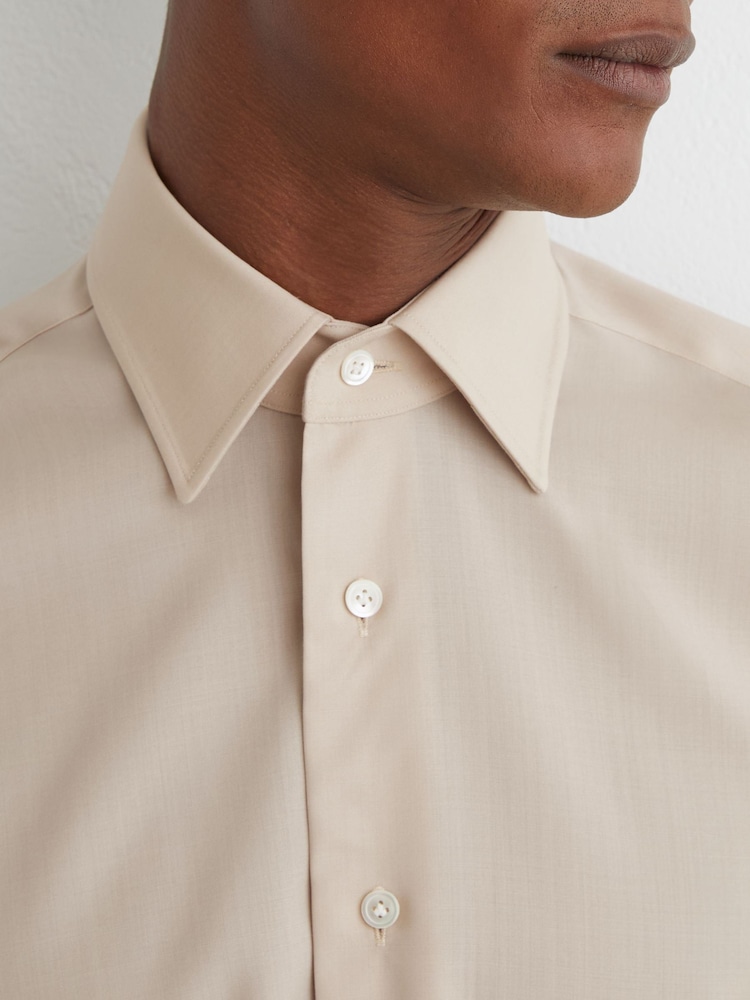 Atelier Stone Wool Long-Sleeve Slim-Fit Shirt - Image 1 of 7