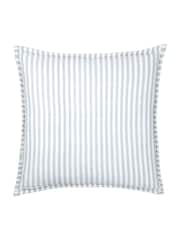 Yard Mineral / Denim Blue Hebden Stripe Cotton Feather Filled Cushion 55x55cm - Image 4 of 6