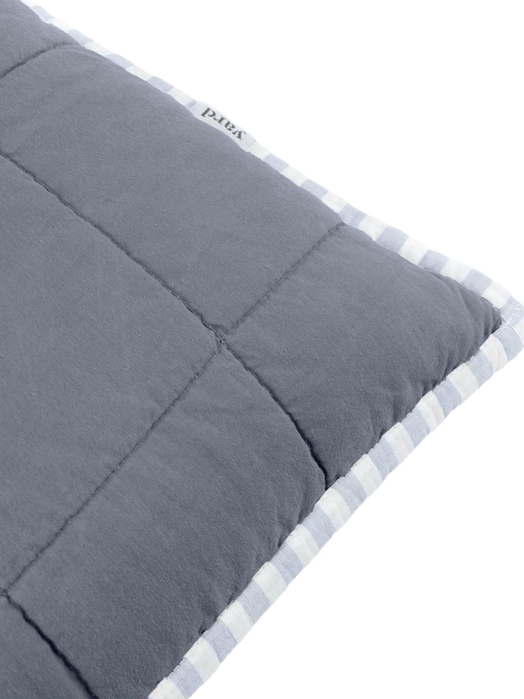 Yard Mineral / Denim Blue Hebden Stripe Cotton Feather Filled Cushion 55x55cm - Image 6 of 6 Yard Mineral / Denim Blue Hebden Stripe Cotton Feather Filled Cushion 55x55cm - Image 6 of 6