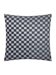HÖEM Slate Larro Chenille Checkerboard Feather Filled Cushion - Image 1 of 3