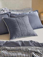 Yard Navy / Denim Blue Hebden Washed Cotton Feather Filled Cushion 55x55cm - Image 1 of 6