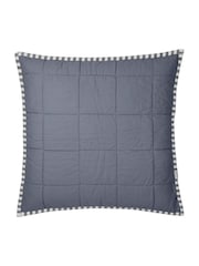 Yard Navy / Denim Blue Hebden Washed Cotton Feather Filled Cushion 55x55cm - Image 3 of 6