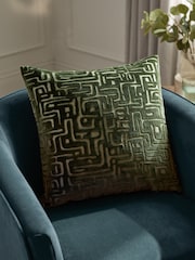 HÖEM Smoke Green Soren Cut Velvet Fibre Filled Cushion - Image 1 of 6