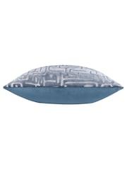 HÖEM Slate Blue Soren Cut Velvet Feather Filled Cushion - Image 5 of 6