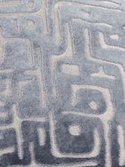 HÖEM Slate Blue Soren Cut Velvet Feather Filled Cushion - Image 6 of 6