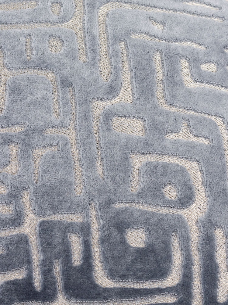 HÖEM Slate Blue Soren Cut Velvet Feather Filled Cushion - Image 6 of 6