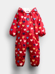 JoJo Maman Bébé Red Heart Waterproof Snowsuit All-in-One - Image 1 of 6