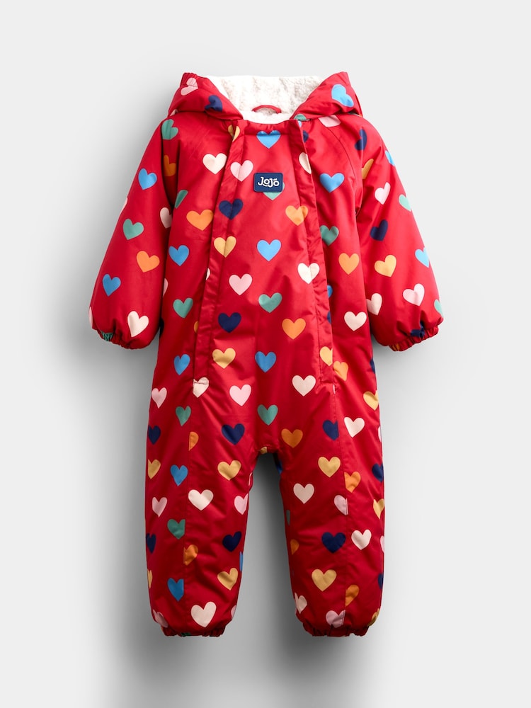 JoJo Maman Bébé Red Heart Waterproof Snowsuit All-in-One - Image 1 of 6