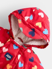 JoJo Maman Bébé Red Heart Waterproof Snowsuit All-in-One - Image 3 of 6