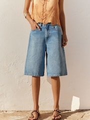 BHOEM Light Blue Wash Denim Bermuda Shorts - Image 1 of 5