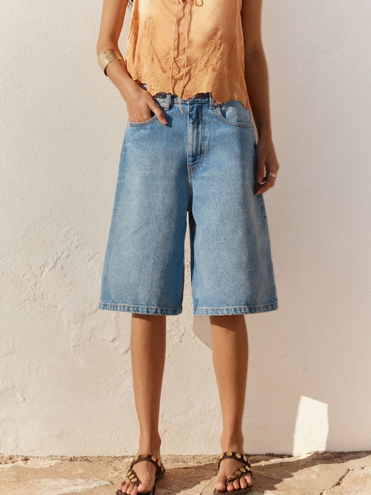 BHOEM Light Blue Wash Denim Bermuda Shorts - Image 1 of 5