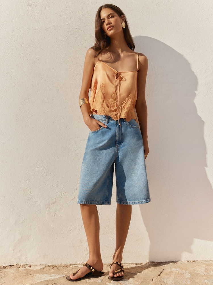 BHOEM Light Blue Wash Denim Bermuda Shorts - Image 2 of 5