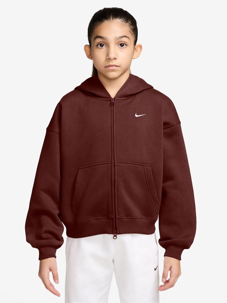 Nike Mystic Date Brown Studio Fleece Zip Through Hoodie - Image 1 of 3 Nike Mystic Date Brown Studio Fleece Zip Through Hoodie - Image 1 of 3